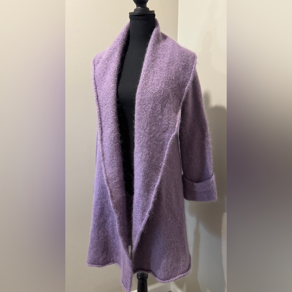 Soft Surroundings Purple‎ Open-Front Cardigan Hygge style loungewear luxe Small